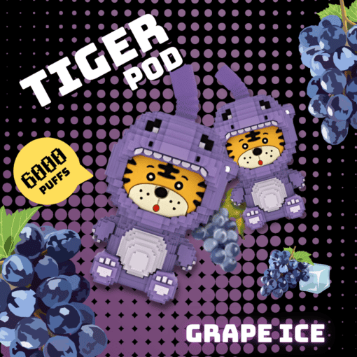 tiger disposable pod 6000puffs grape ice
